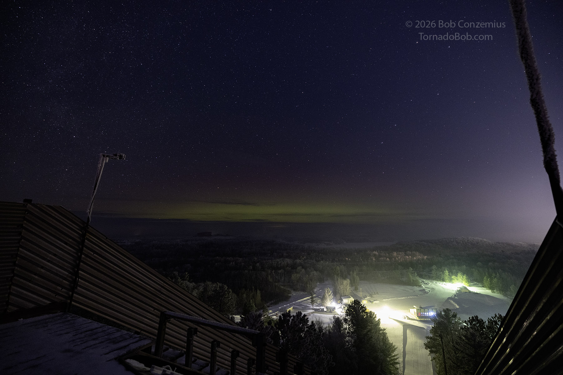 Auroras from the top of Mt Itasca after 10:00 PM.