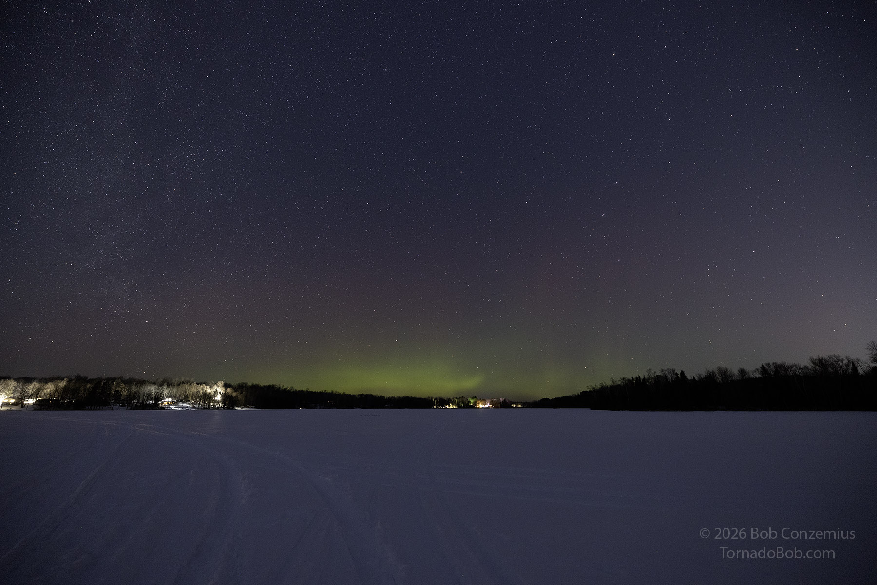 Aurora over Prairie Lake just before 9 PM CST.
